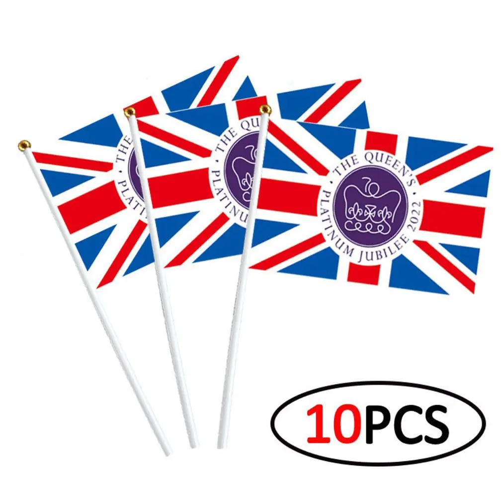 10pcs 21*14cm Inglaterra Bandeira Nacional do reino UNIDO Voando Bandeira grã-Bretanha Reino Unido Banner Com Mastros de Plástico Mão Acenando Bandeiras