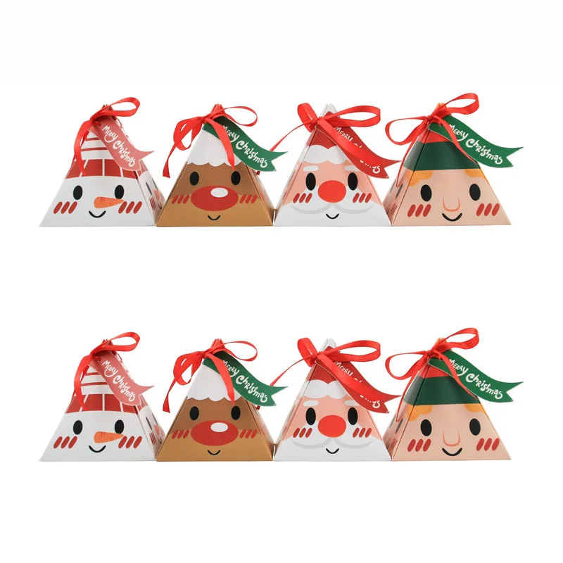 10Pcs Triângulo de Natal, Caixa de Papel de Papai Noel Biscoitos Doces Caixas de Empacotamento do Presente lembranças da Festa de Natal de Ano Novo Decoração Navidad
