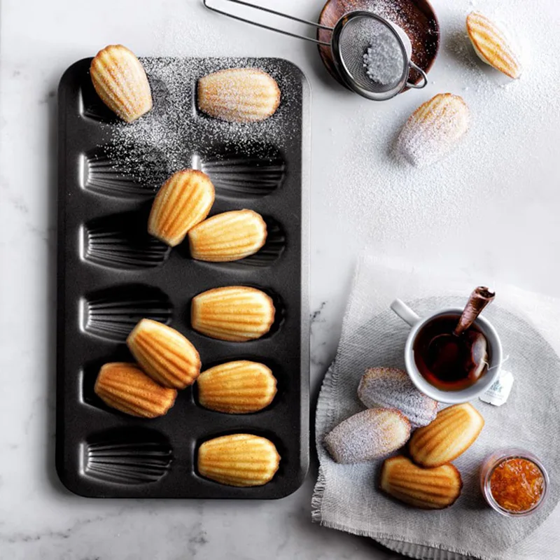 12 Grades de Aço Carbono de Ouro Shell Vieira Molde DIY Cookies, Bolo de Chocolate do Cozimento do Molde acessórios de Cozinha Ferramenta de Bolo de Conjunto