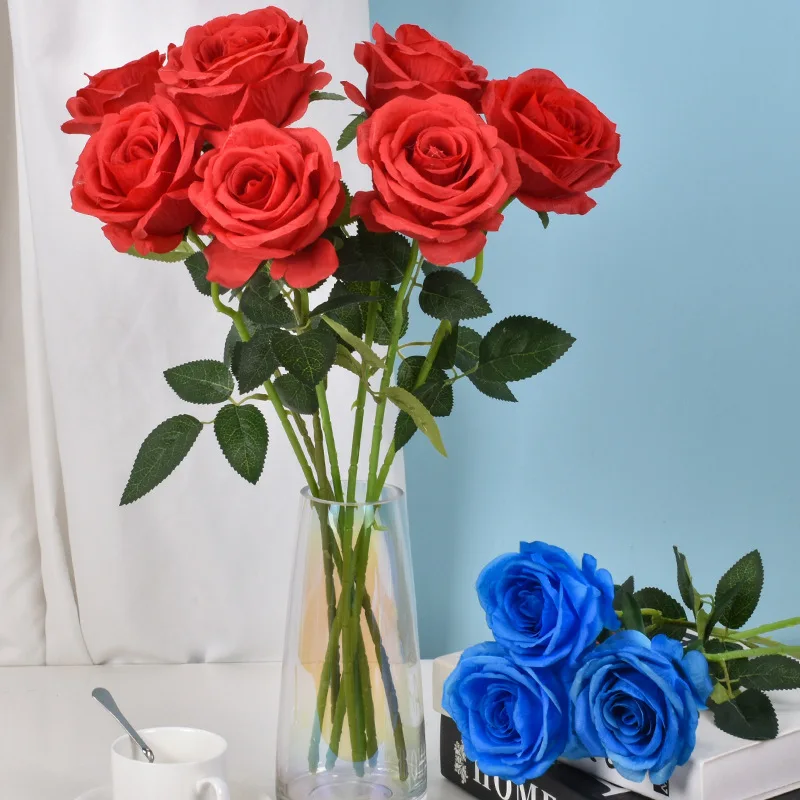1pc Artificial Rose Ramo de Flores Artificiais Viva Real Toque de Rosas Artificiais de Seda Flor de Noiva, Decoração de Casamento Decoração