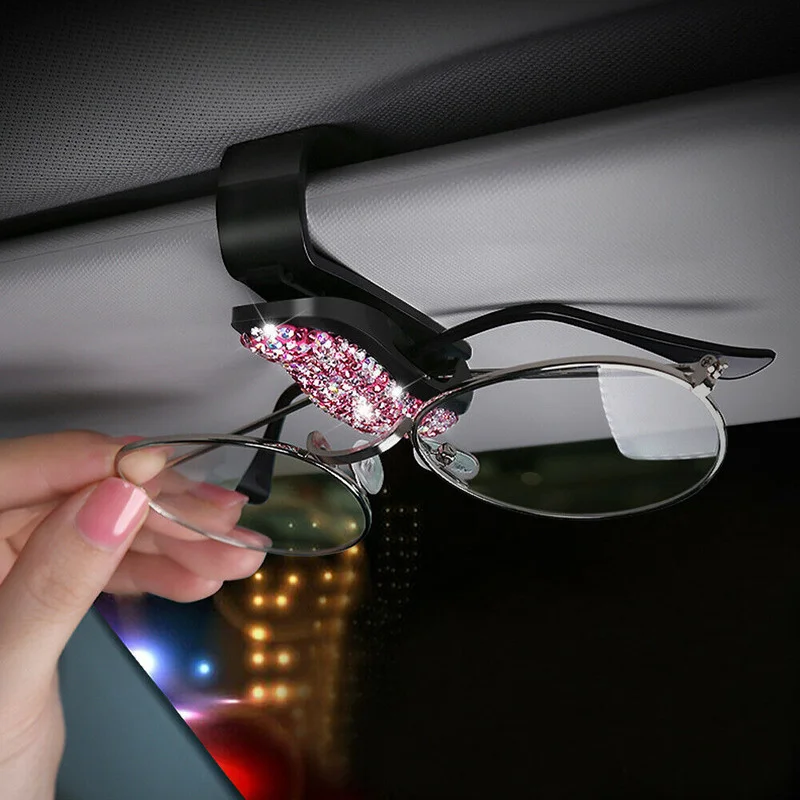 1PC cor-de-Rosa Viseira de Sol do Carro Suporte de Óculos de Clip Universal para a Auto Interior do Carro Organizar Acessórios Carro Óculos de sol Titular