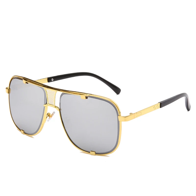2020 Clássico da Moda Oversized Homens Óculos de sol de Marca de Luxo de Design Mulheres de Óculos de Sol Masculino Praça Retro Armação de Metal de Óculos de proteção UV400