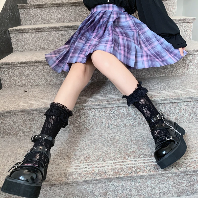 2021 Ponto de E-Sports Rainha Escuro Série JK Uniforme de Espessura Inferior Menina Lolita Sapatos de Couro Punk Goth Rock Série mulheres