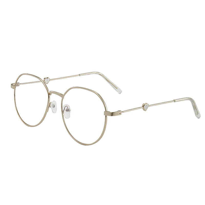 2021 Retro Clássico da Rodada Amor Óculos de Armação Redonda Lente Plana Miopia Óptica Metal Simples Moda de Óculos de Armação UV400