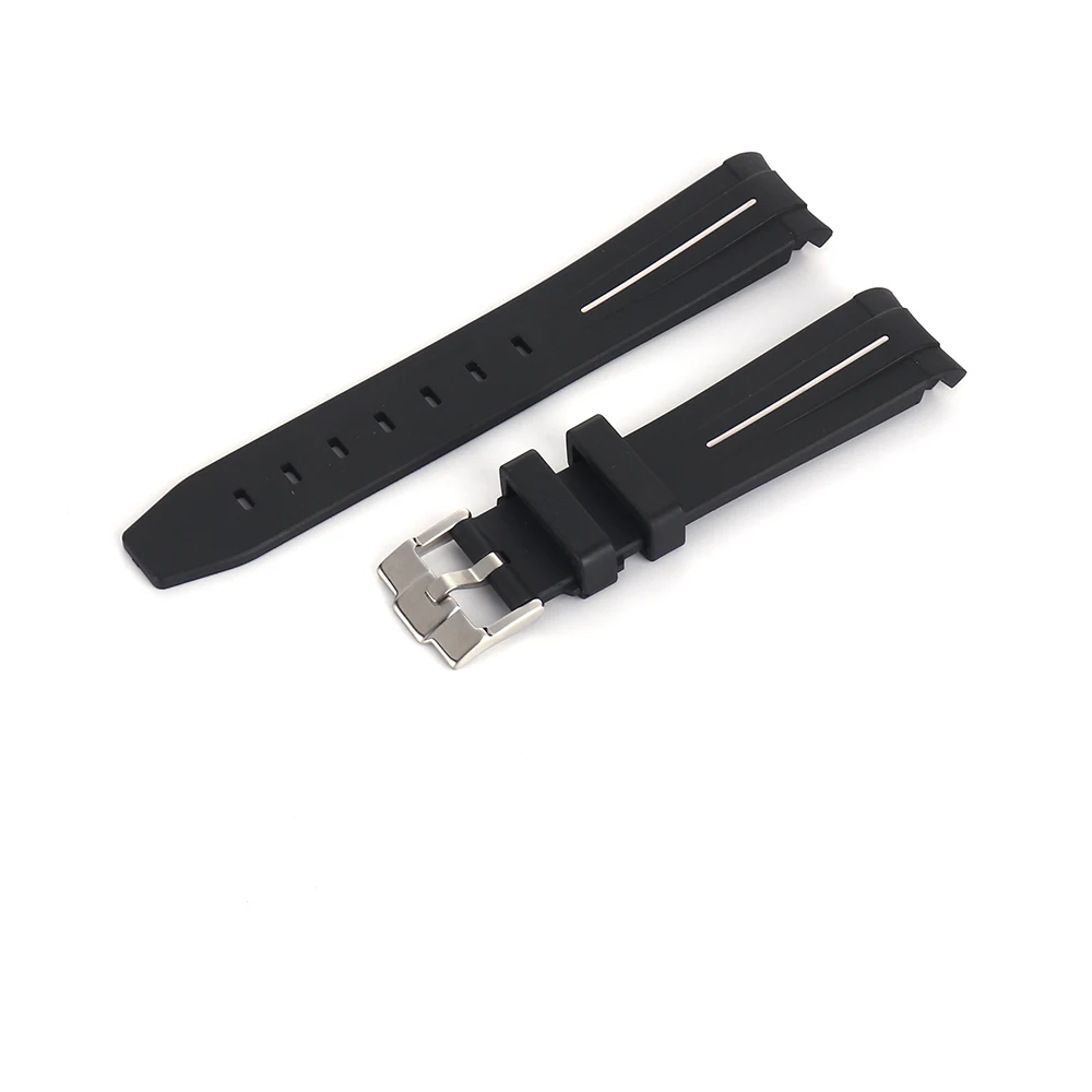 20mm de silicone preto ostra faixa de relógio pulseira de ajuste para o relógio rolex