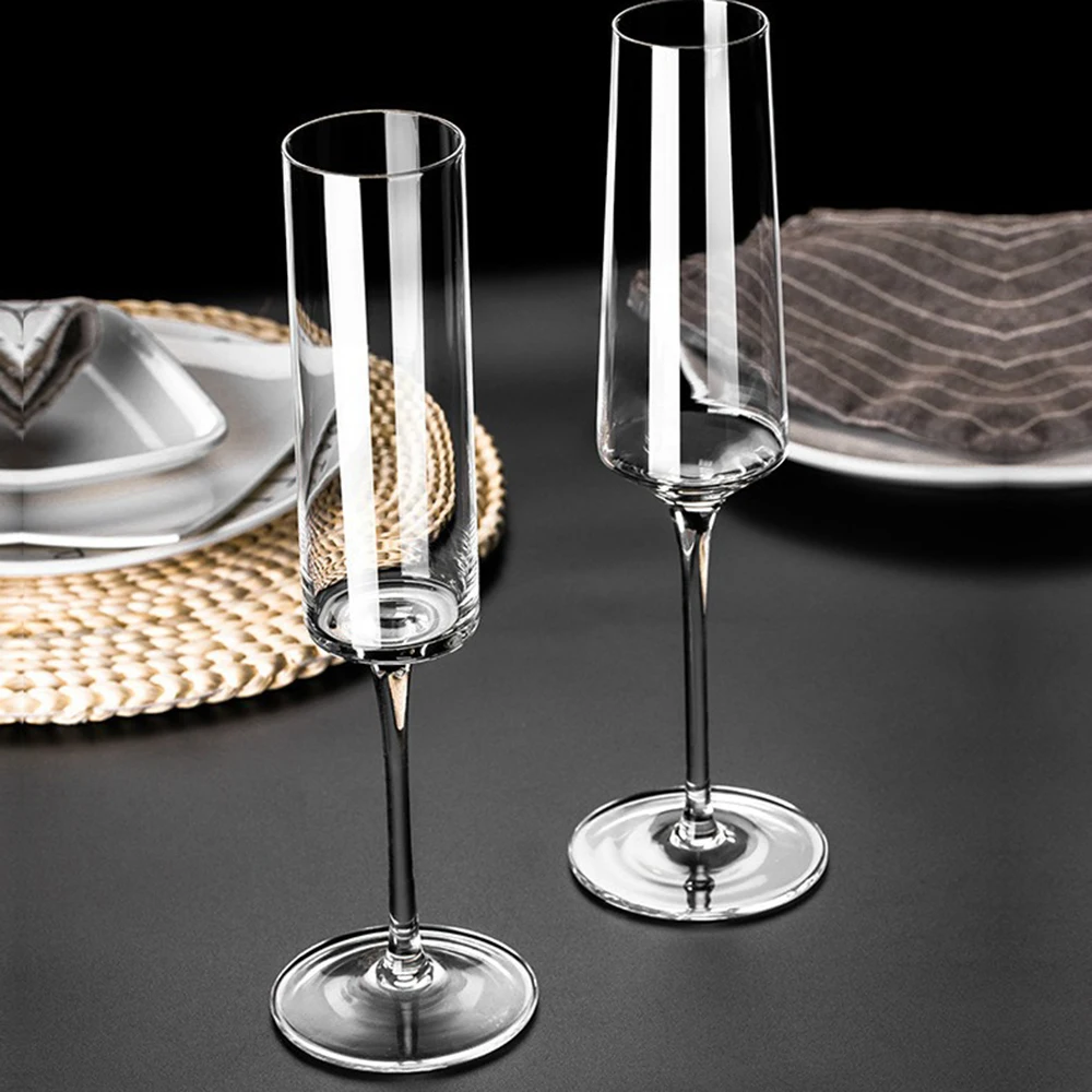 2pcs / 200ml cálice de champanhe de vidro de chumbo, vidro de cristal de licor de vidro copo de espumante família vidro