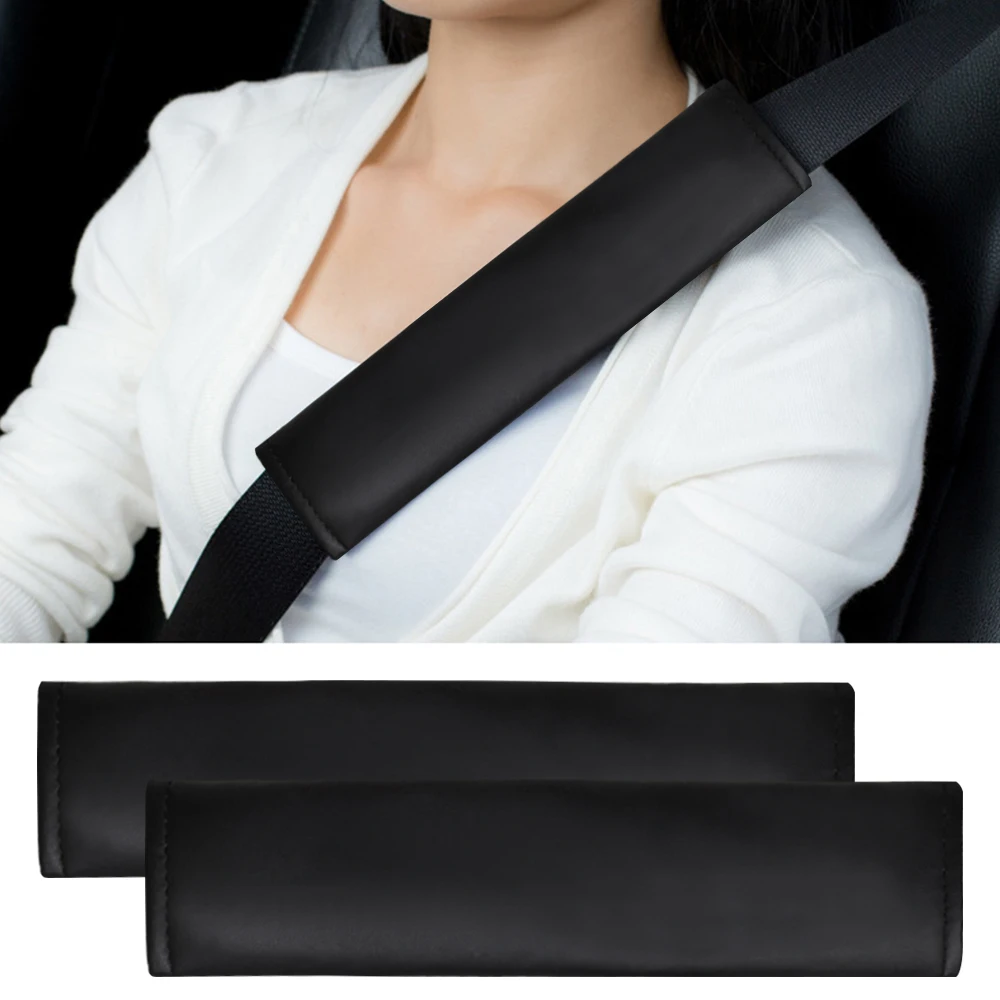 2pcs de Couro, Assento para Carro Universal Alça de Ombro Almofada Capa de Almofada Cinto de segurança Protetor de Cinto de segurança Cobrir Acessórios de Carro Interior