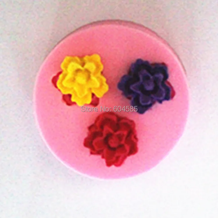 3 orifícios de Flores FLOR de MOLDES de SILICONE de confeiteiro molde para sugarcraft de decoração do bolo