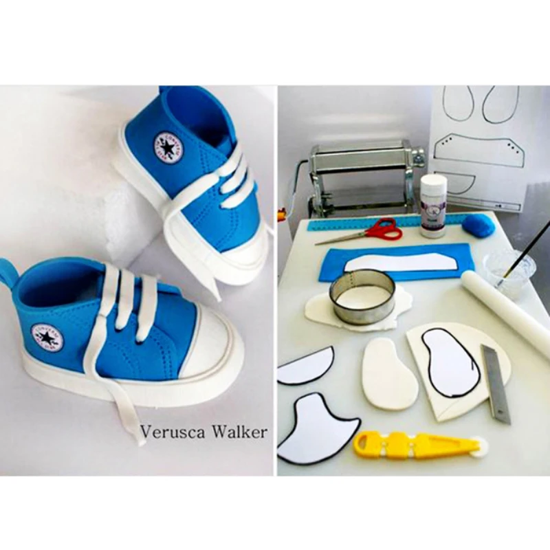 3D Sapatos de Bebê Formulário de Plástico Bolo Fondant de Sabão Molde 3D Sapatilha Forma de Decoração do Bolo de Ferramentas de Cozinha Pastelaria Decoração Bakeware