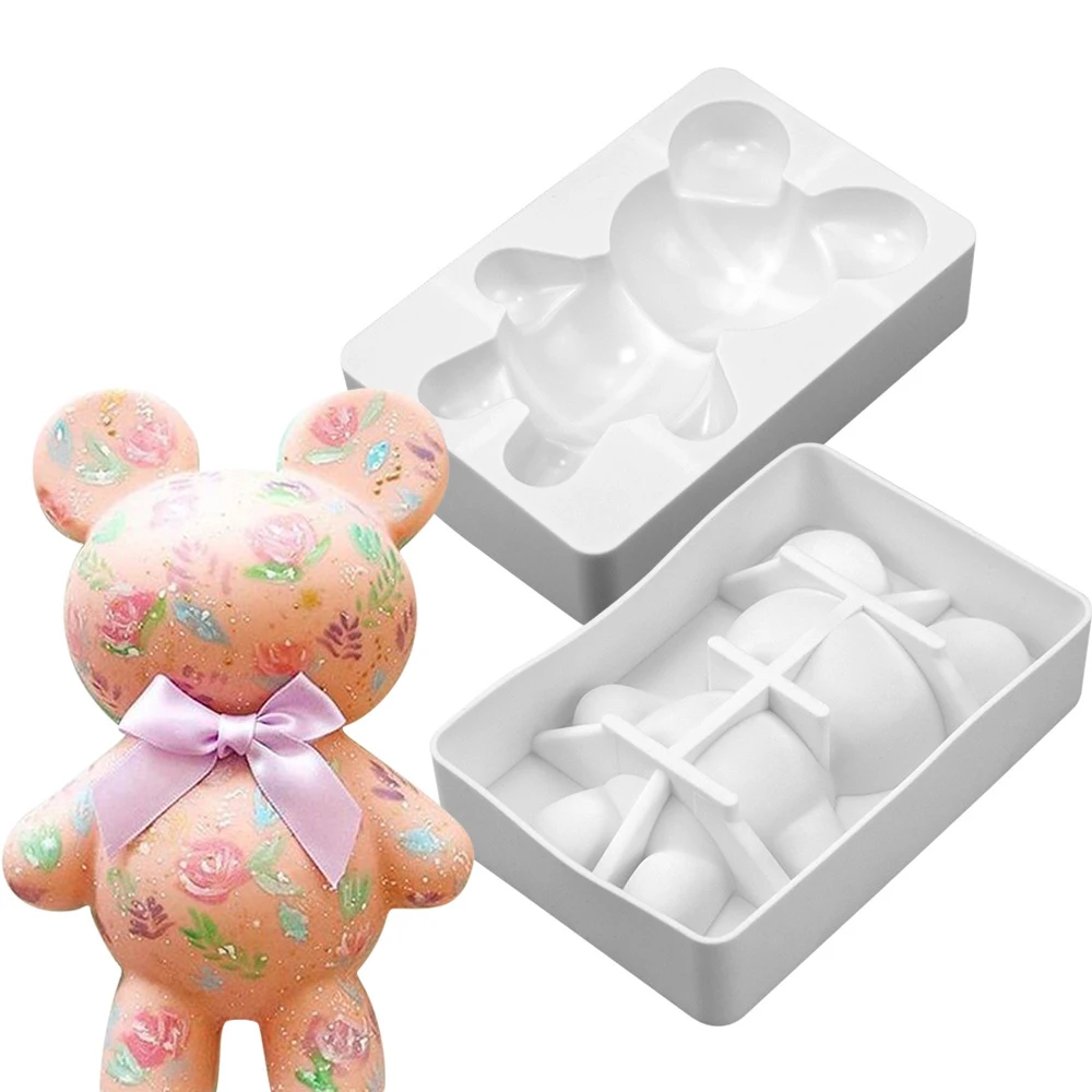 3D Urso Bonito Moldes de Silicone Quebráveis Chocolate Fondant Molde para Diy Decoração do Bolo de Ferramentas de Cupcake Topper para Doces bicarbonato de Suprimentos