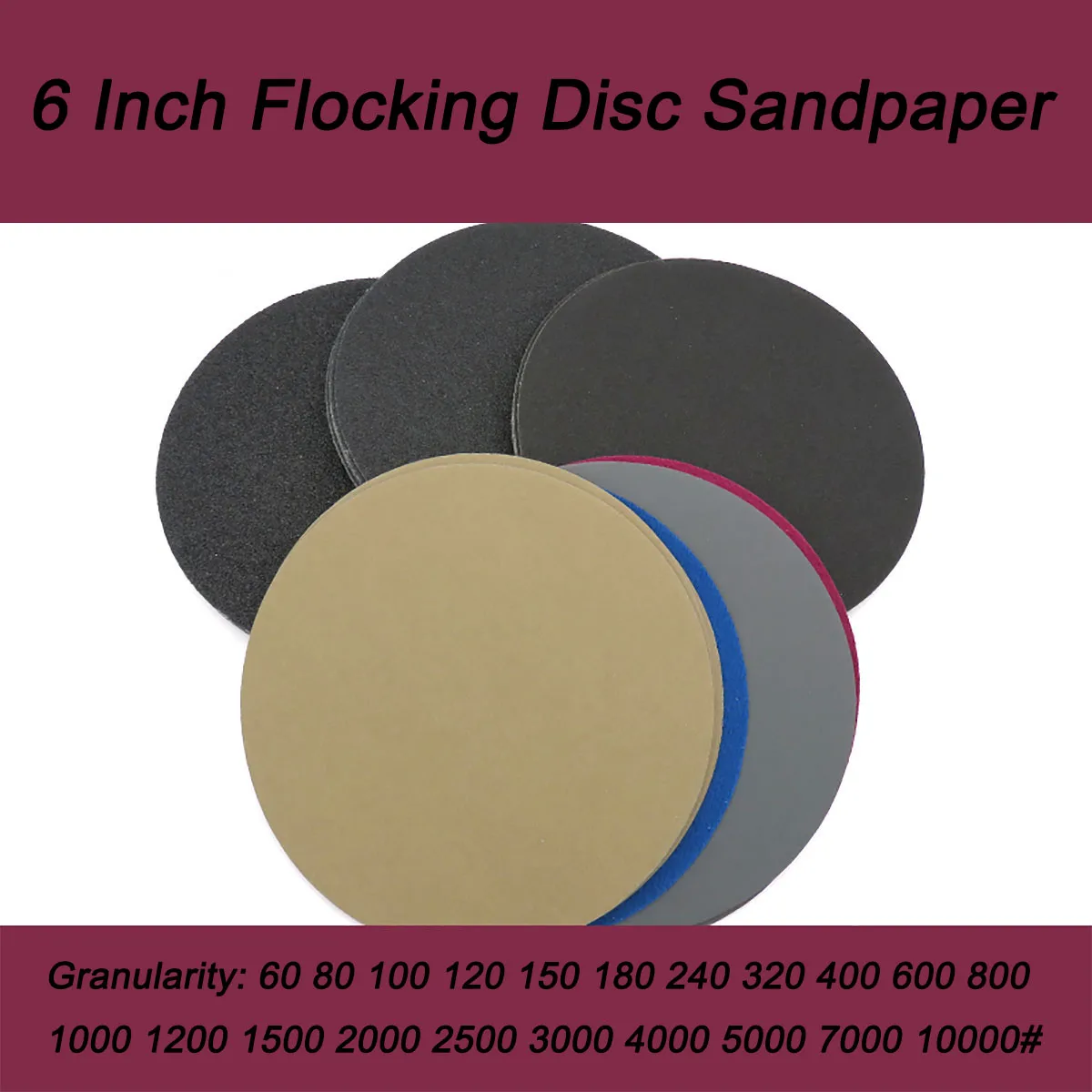 5Pcs Tamanho de 6 Polegadas de Secos e Molhados Reunindo Disco Sandpapers Granularidade de 60 10000# e Diâmetro de 150 mm, para Polimento e Retificação