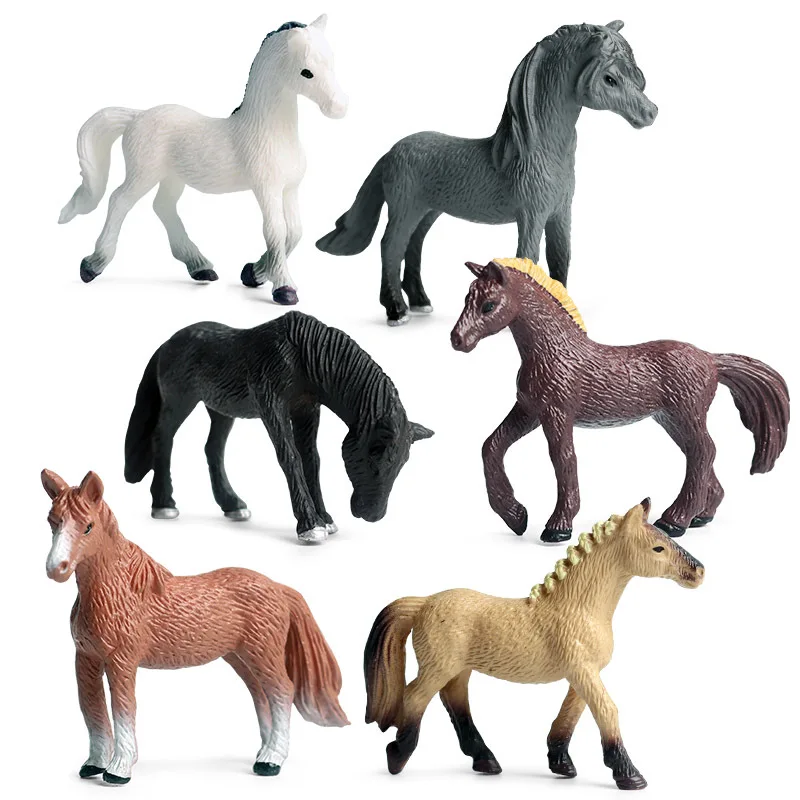 6pcs/set Miniatura de Modelo Animal de Simulação de Cavalos Oceano Vida de Inseto Figura de Ação Figurinhas de Coleção Boneca Brinquedos Presentes das Crianças