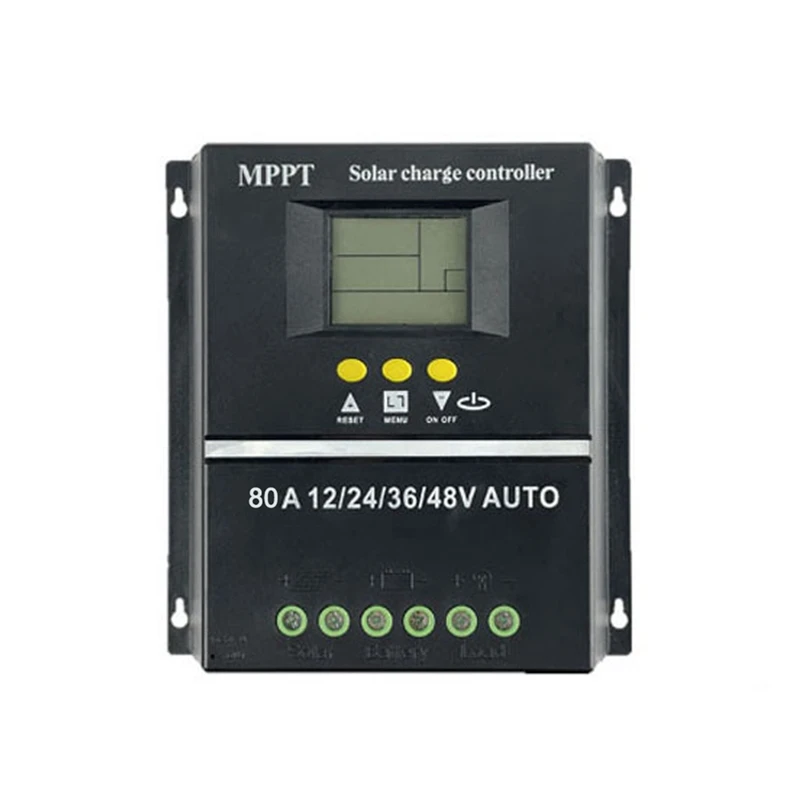 80A MPPT/PWM 12V/24V/36V/48V Controlador de Carga Solar Automático do Controlador de Ferramentas Solar PV Carregador de Bateria Com LCD Duplo USB