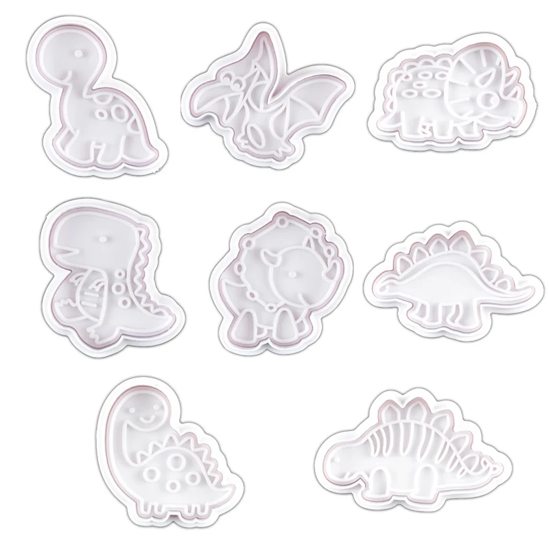 8pcs/Set Criativo de Plástico Decorativo Biscoito Molde Dinossauro Série de Biscoito Primavera Molde Cookie de Ferramentas de corte para Iniciantes