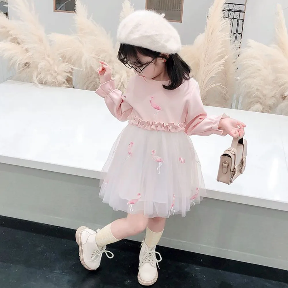 A criança de Meninas Vestidos de 2022, a Primavera e o Outono Moda coreana Versão Manga Longa infantil Princesa Menina de Vestido de Bebê Vestido de Malha