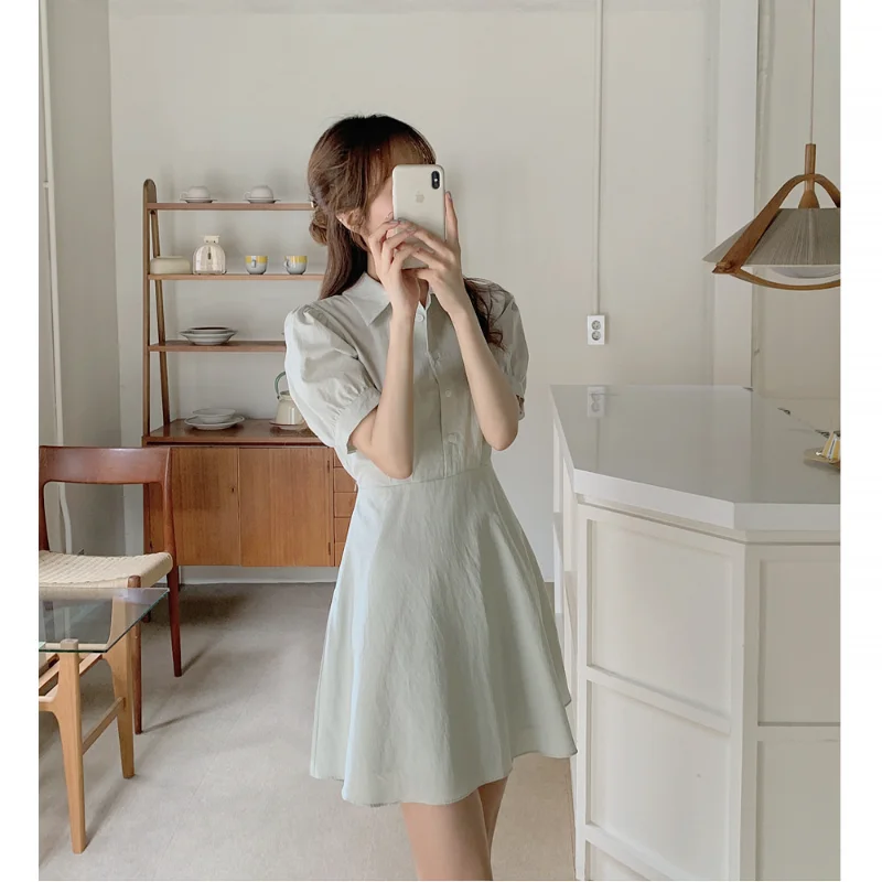 A Nova Versão coreana do Temperamento Elegante Cor Sólida Simples Cintura Magro Vestido de Branco Vestido de Vestido para as Mulheres Bodycon Vestido