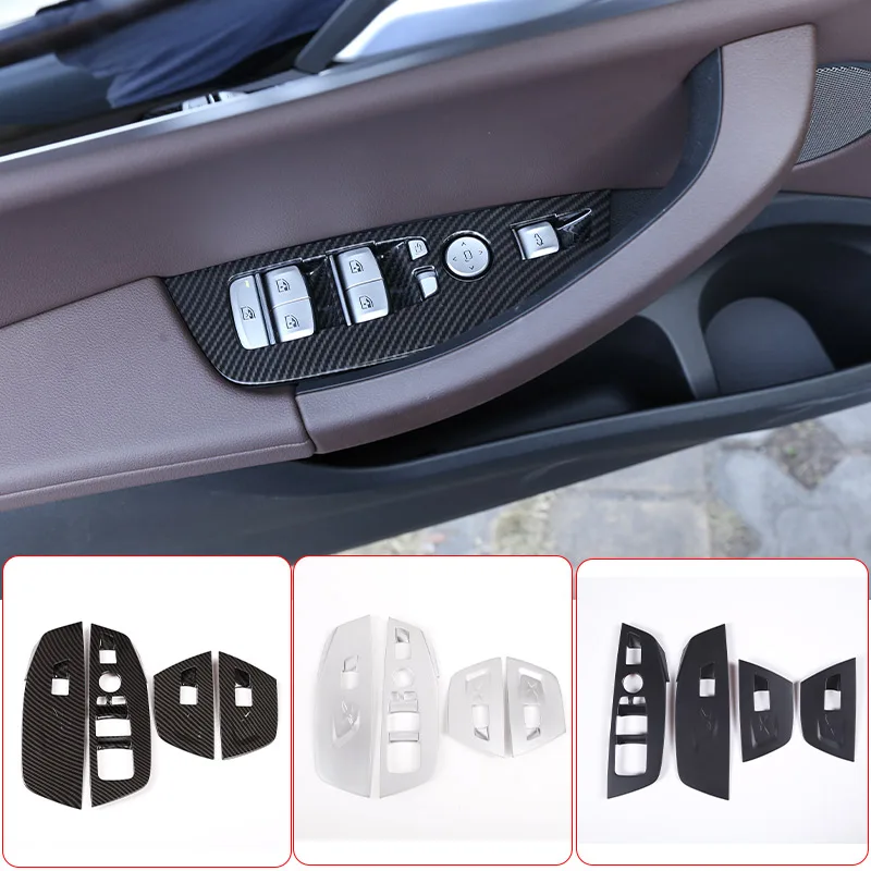 ABS Cromado/fibra de carbono Janela do Carro Interruptor com Botão Moldura Tampa de acabamento Para BMW X3 X4 G01 G02 2018-2021 Auto Acessórios