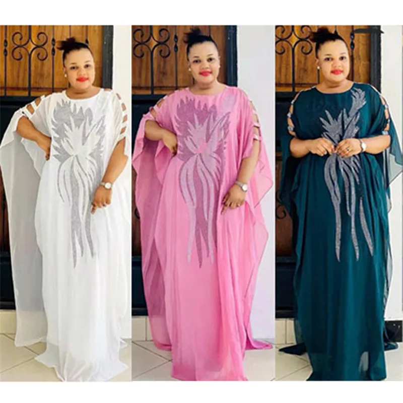 Africana Maxi Vestidos Para Mulheres Chiffon Boubou Ankara-Se Dashiki, Árabe Roupas Dubai Kaftan Abaya Manto Marocaine Femme Musulmane