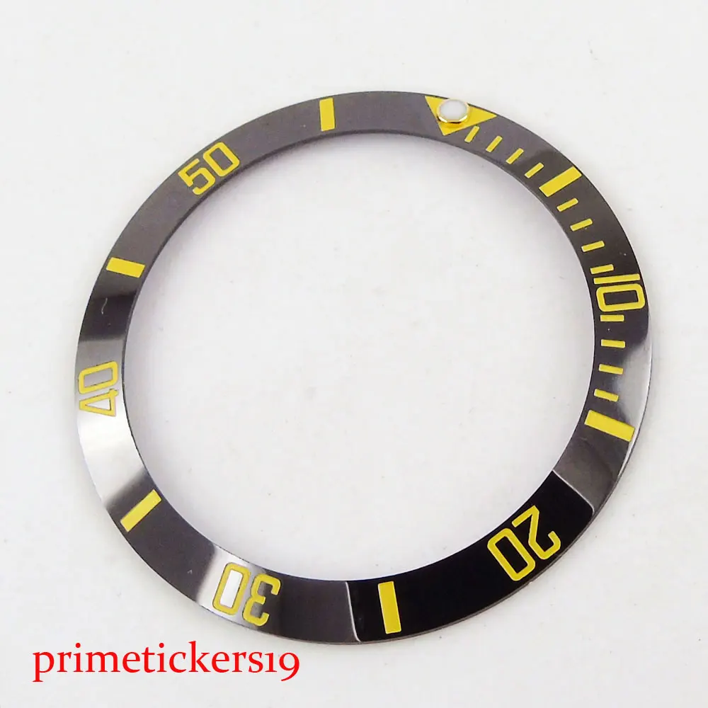 Alta qualidade de 38mm bisel de cerâmica preta amarela marcas luminosas de ponto relógio de bisel inserir ajuste 40mm mecânico Automático homens relógio de