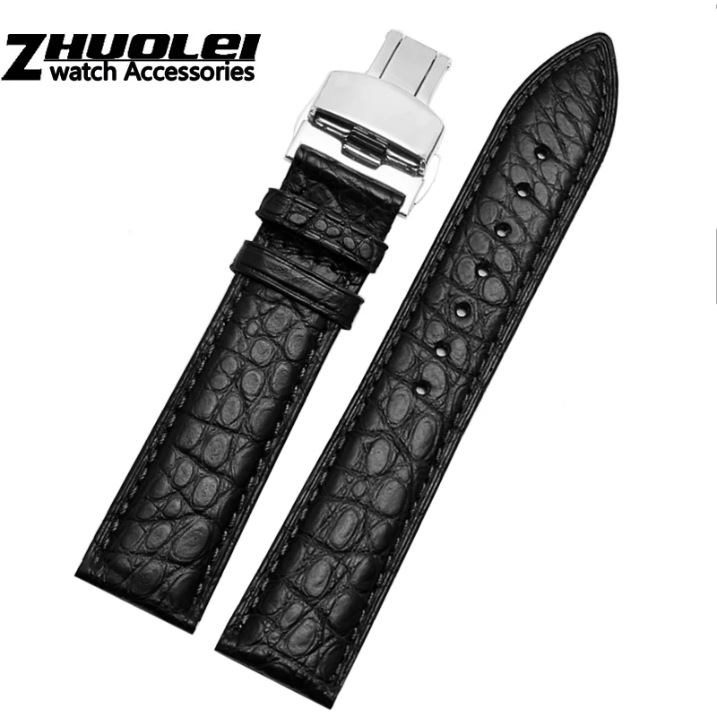alta qualidade pulseira de couro de Crocodilo da marca pulseira 12 13 14 15 16 17 18 19 20 21 22 23 24mm tiras com fecho de báscula
