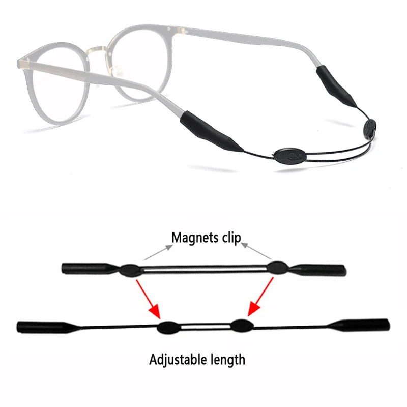 Anti derrapante ajustável comprimento do fio de aço de óculos esportivos correia de banda de esportes para adultos óculos
