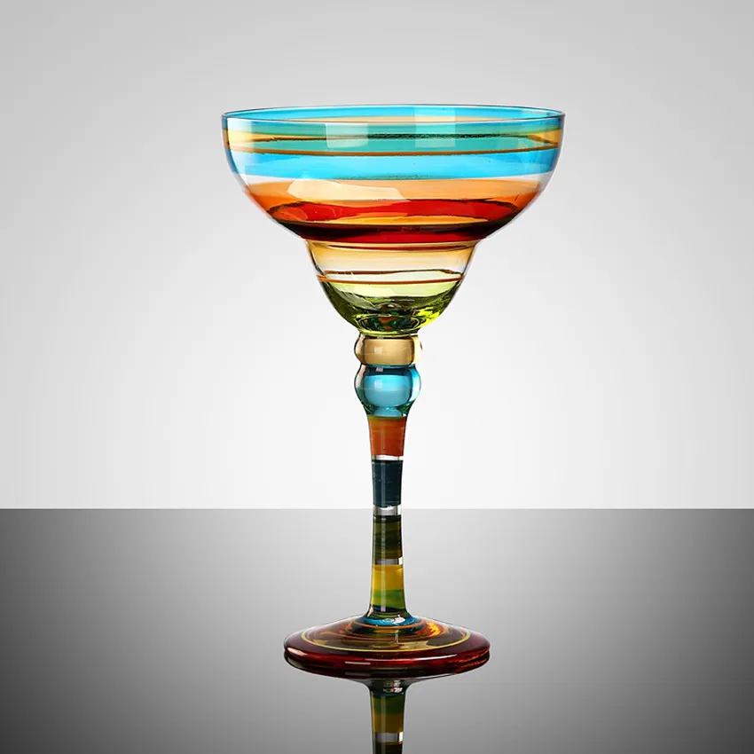 Artesanal Colorido De Cristal De Vidro Para Vinho Taça De Cocktail Criativo Taças De Margarita Cálice De Champanhe, Copos De Vinho Home Bar De Decoração De Copos