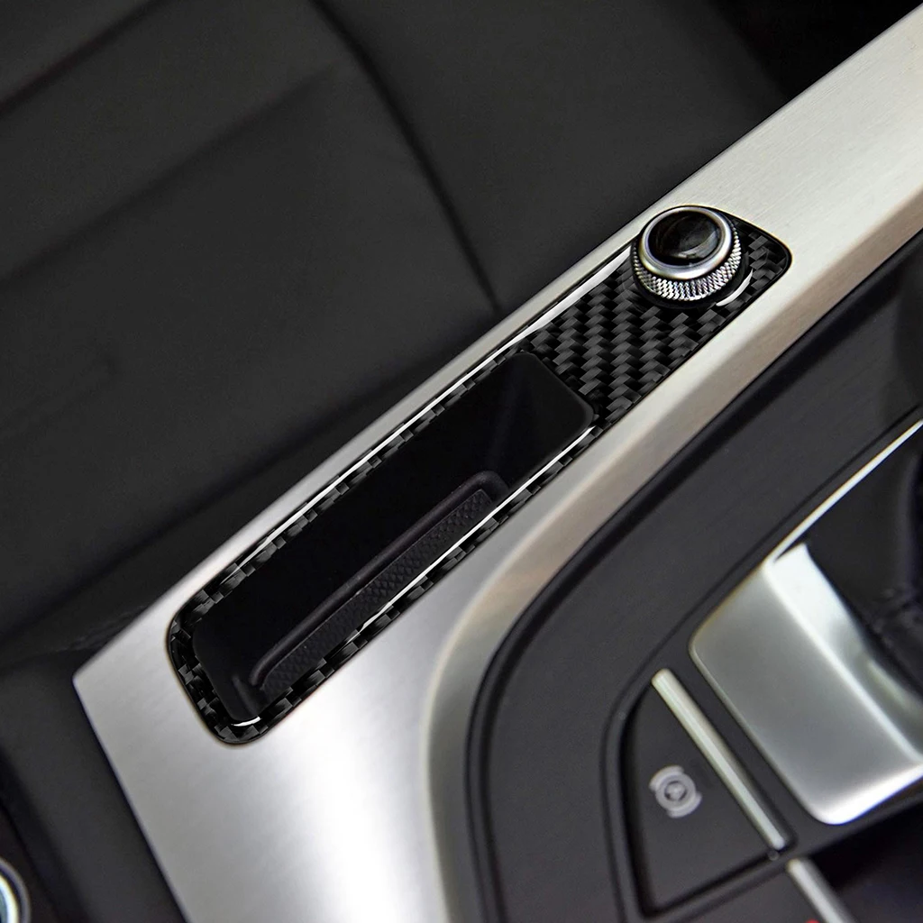 Auto Interior de Fibra de Carbono, Carro de Controle de Volume Moldura de Caixa de Adesivos de Decoração Guarnição de Decalque Para Audi A4 B9 RS4 S4 2017 2018 2019