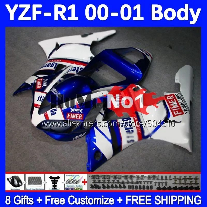 Body Kit Para a YAMAHA YZF-R1, YZF R1 R 1 1000 CC 1000CC YZFR1 00 01 161MC.56 azul brilhante YZF1000 00-01 YZF-1000 2000 2001 Carenagem