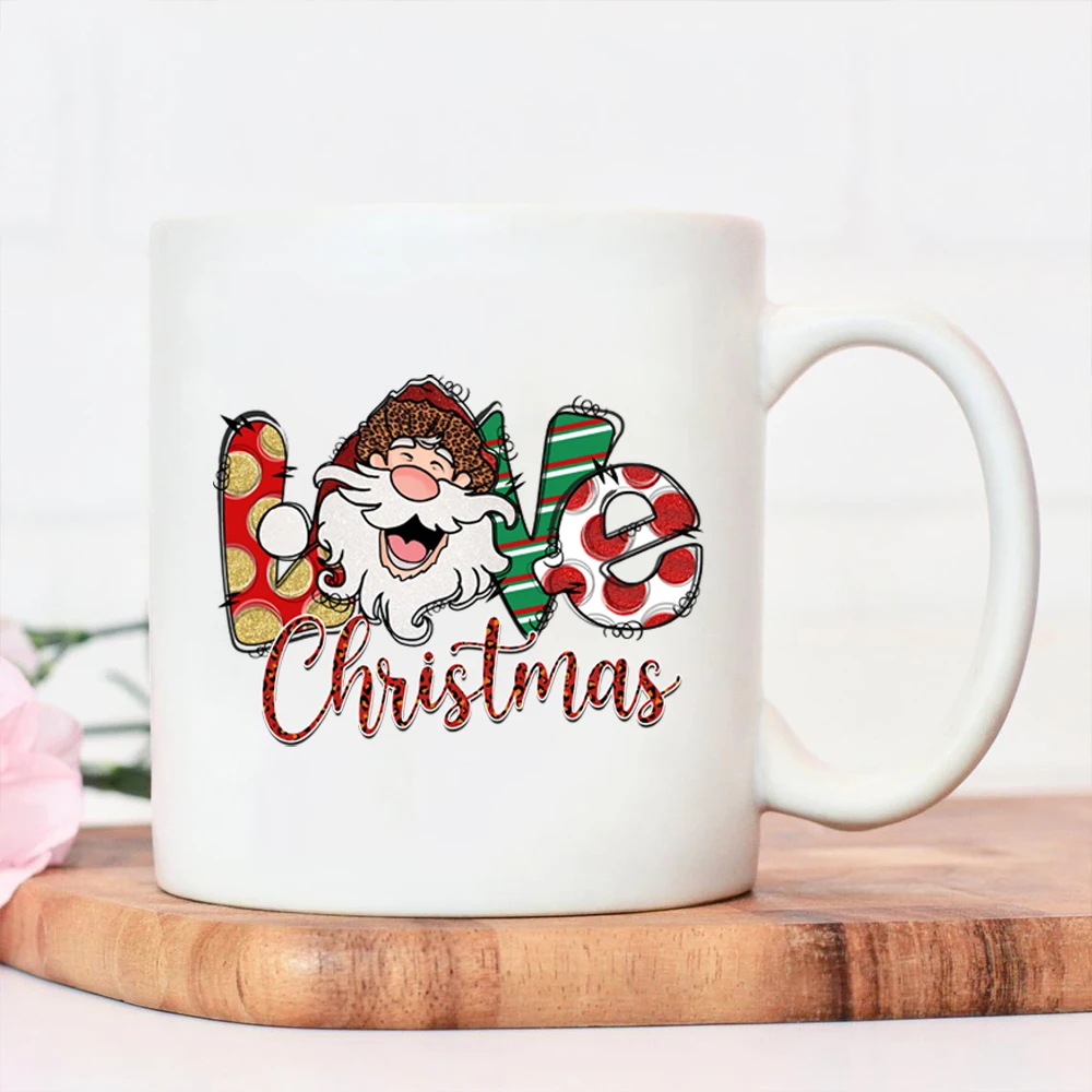 Bonito Dos Desenhos Animados De Feliz Natal Amor De Papai Noel De Impressão De Alta Qualidade, Caneca De Cerâmica Senhoras Copo De Água Quente De Natal Reutilizáveis Caneca De Café