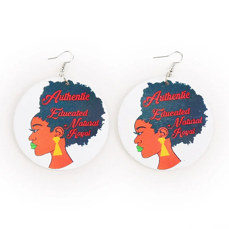 Boêmio Vintage Africana Headwrap Mulher de Madeira Brincos Afrocentric Étnica Boths Lado Pintura Jóias para os Negros Presentes