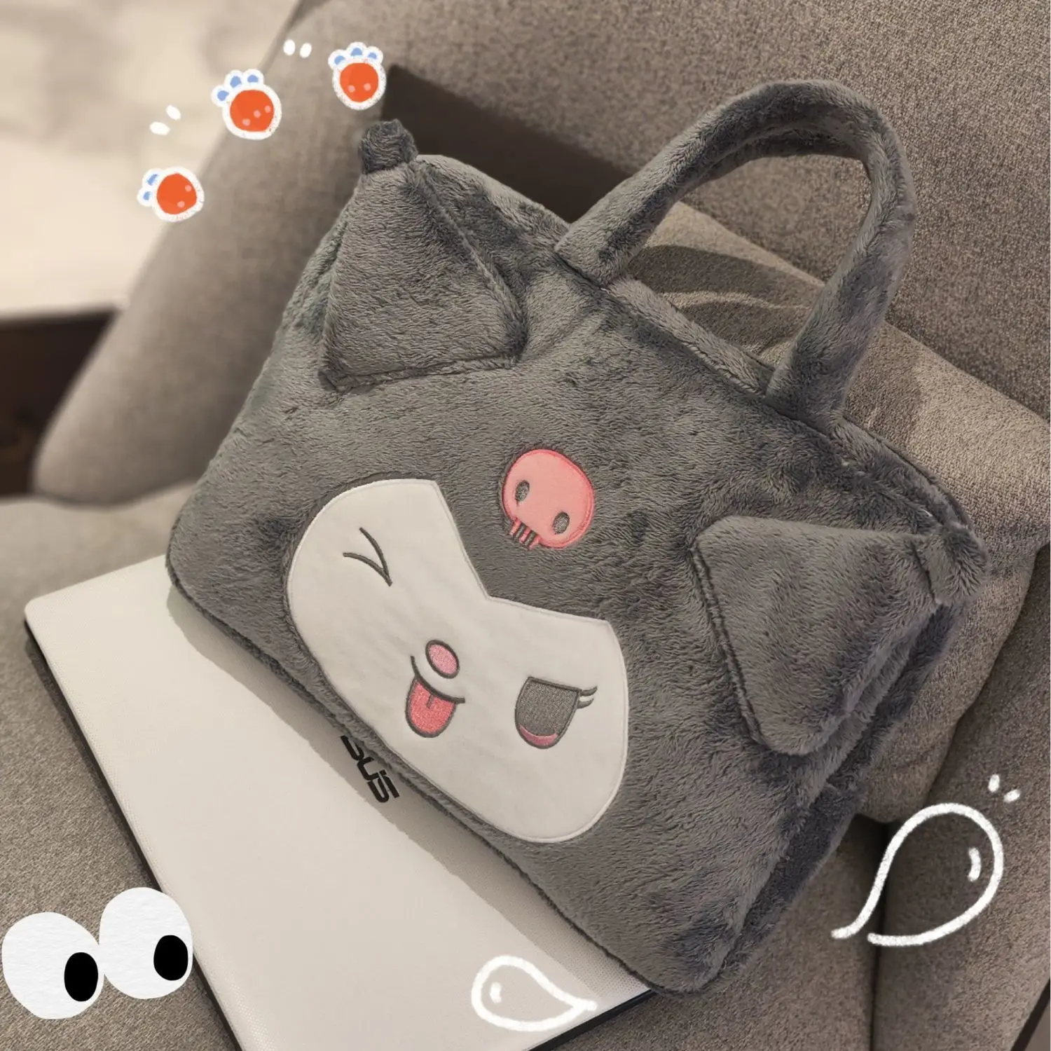 Cartoon Kuromi Cinnamoroll Laptop Bag Bolsa Bonito Estudante De Grande Capacidade Tablet Saco Estudante Bolsa