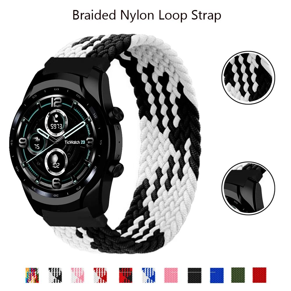 Cinta Para Ticwatch Pro 3 GPS 22mm/20mm de Substituição de nylon Trançado de Banda Para Ticwatch Pro 2020/GTX/E2/S2 pulseira Bracelete