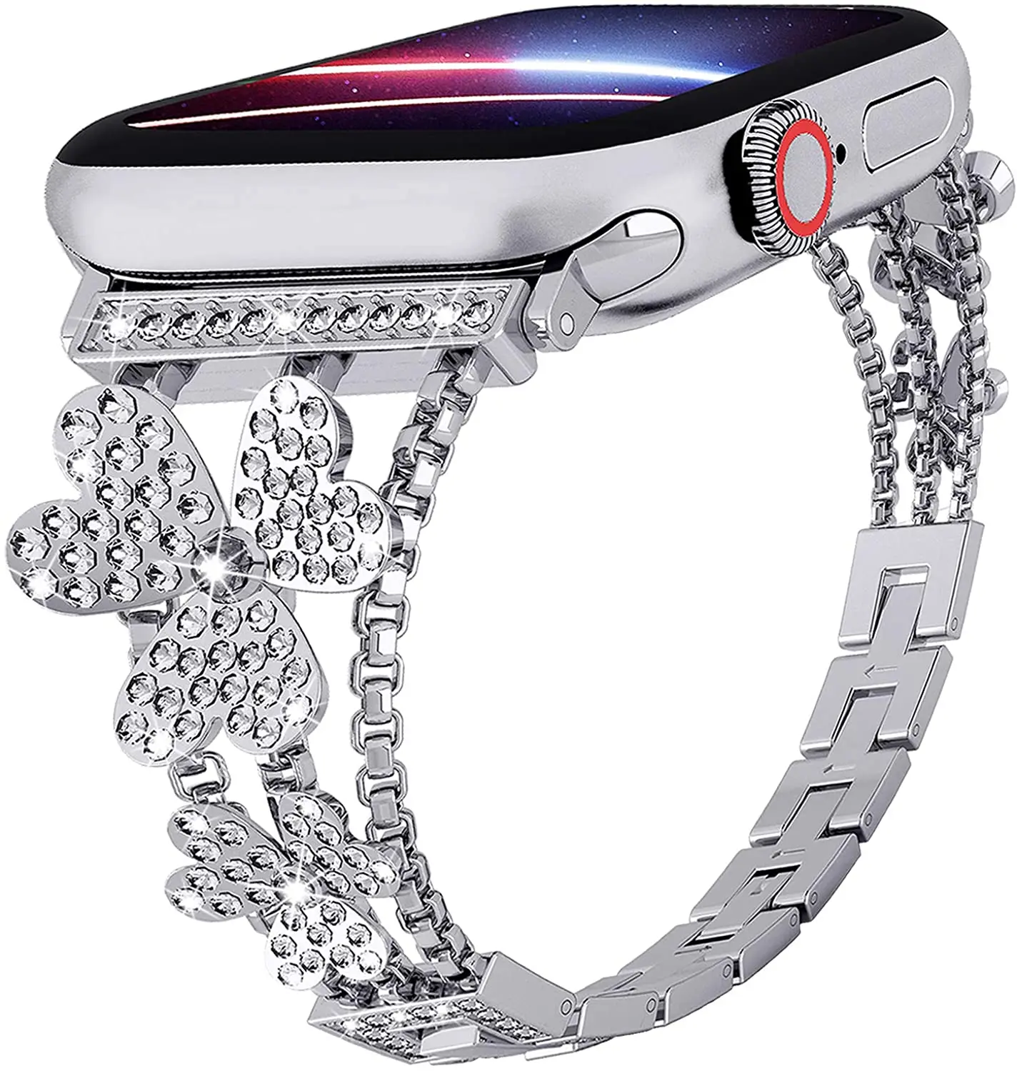 Clássico flor de Rosa pulseira de metal para a Apple assista 8 7 6 5 4 SE 45mm 41mm 40mm 44mm Diamante banda para o iwatch série 3 38mm 42mm banda