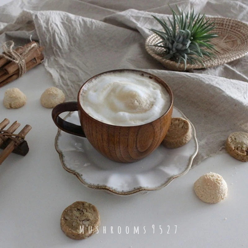 * Cogumelos 9527 *estilo Japonês taça de madeira sólida de madeira retro xícara de café, copo de água restaurante leite xícara de chá copo caneca de cerveja marca da copa