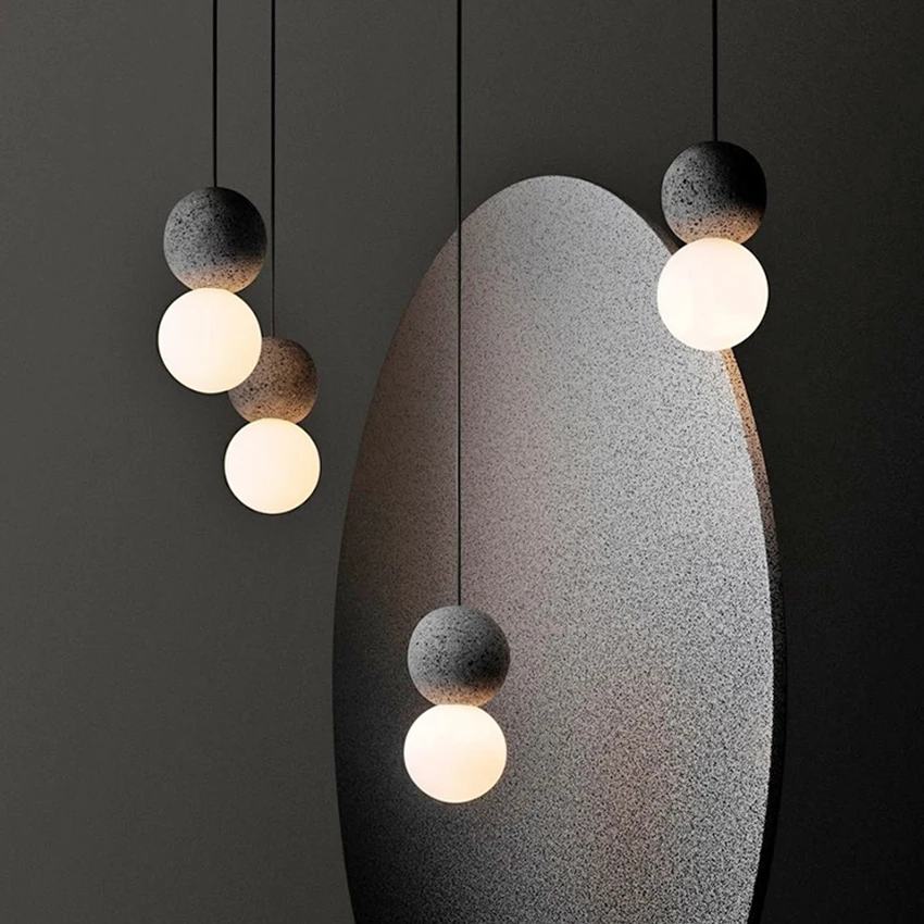 Design nórdico de cimento luz pendant moderno, simples, criativo sala de jantar de vidro da cozinha, hanging lamp restaurante café lâmpada industrial