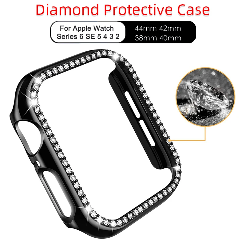 Diamante pára-choques Protetora para Apple Assistir a Tampa da Série 7 6 SE 5 4 3 38 42MM Relógio Iwatch 40mm 44mm assistir acessórios