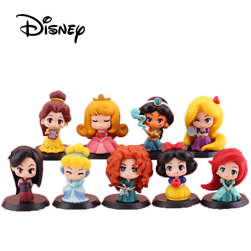 Disney Princess Anime Figura De Ação Bonecas De Branca De Neve, Rapunzel, Ariel Belle Kawaii Coleção De Modelo De Bonecas Brinquedos Para As Crianças Presentes