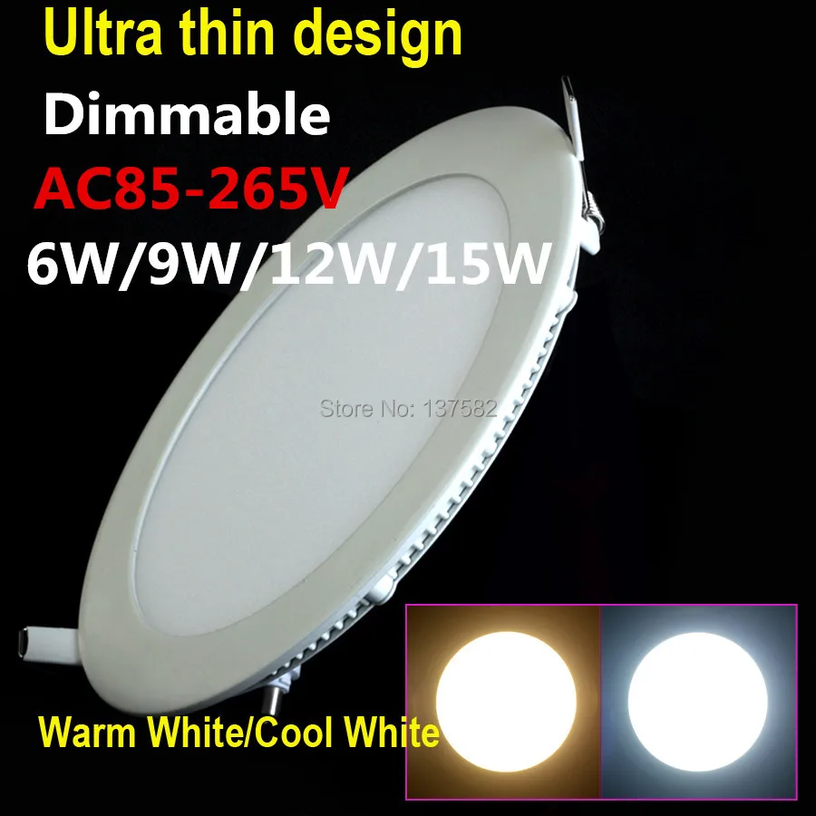 Downlight Dimmable LED 12W 9W 15W 6W Recessed Teto do DIODO emissor de luz do painel de AC110V/220V Branco Quente/Branco Frio iluminação Interior