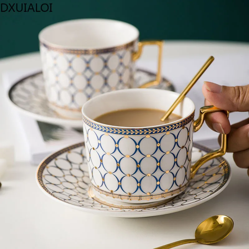 DXUIALOI Xícara de Café e Pires de Cerâmica Personalidade Impressão Tarde Xícara de Chá de Café da manhã Xícara de Aveia Xícara de Chá da Flor Copo de 250ml