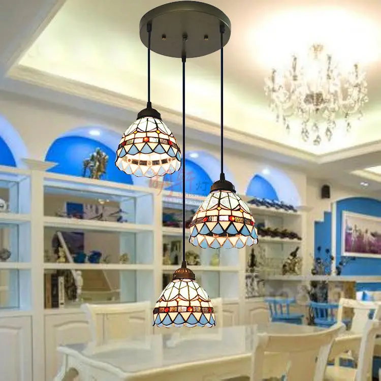 Em estilo mediterrâneo, com 3 máscara de Vidro E27 modern pendente ilumina-se para a sala de jantar restaurante luzes luminária lamparas pingente de lâmpadas