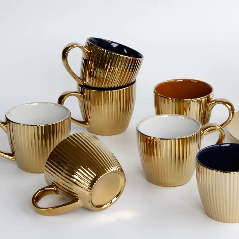 Estilo europeu de ouro de cerâmica, copos high-end do hotel copos banhado a ouro estilo Nórdico caneca de xícaras de café, caneca caneca, canecas