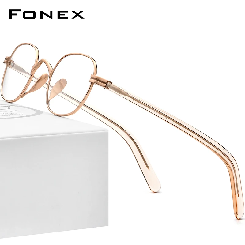 FONEX Titânio Puro Óculos Homens Retro Praça de Óculos de grau Armação de Mulheres 2021 para a Nova safra Miopia Óptico de Óculos F85675