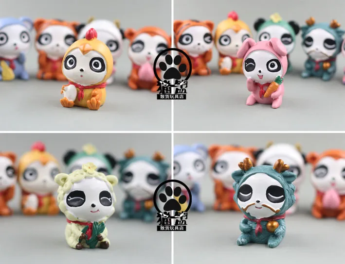 Genuíno Bonito Criativo Do Zodíaco Panda Boneca De Trabalho Cartoon Modelo De Resina Animal Ornamentos