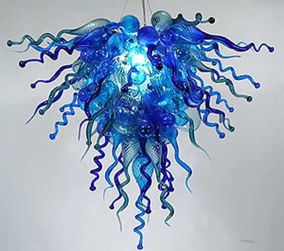 GIRBAN Elegante, de Cor Azul, de LED Iluminação do Candelabro CE UL100% de Artesanato Estilo de Vidro Soprado Sala de estar Lustres para o Lar