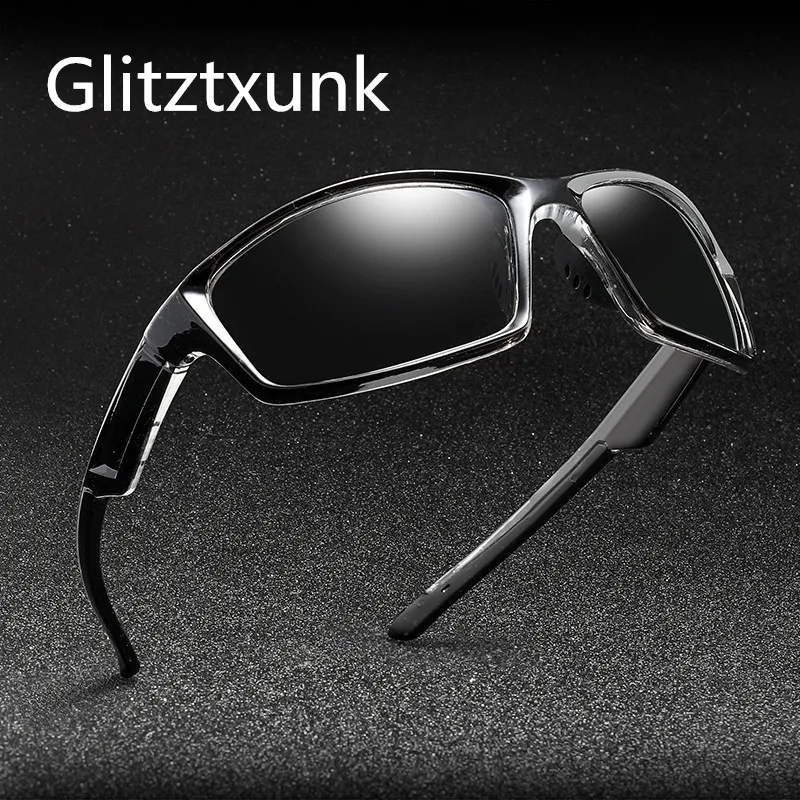 Glitztxunk Óculos de sol Polarizados Homens de Marca Designer de Viagem Macho Preto Espelho de Óculos de Sol ao ar livre Anti-UV400 lentes de sol hombre