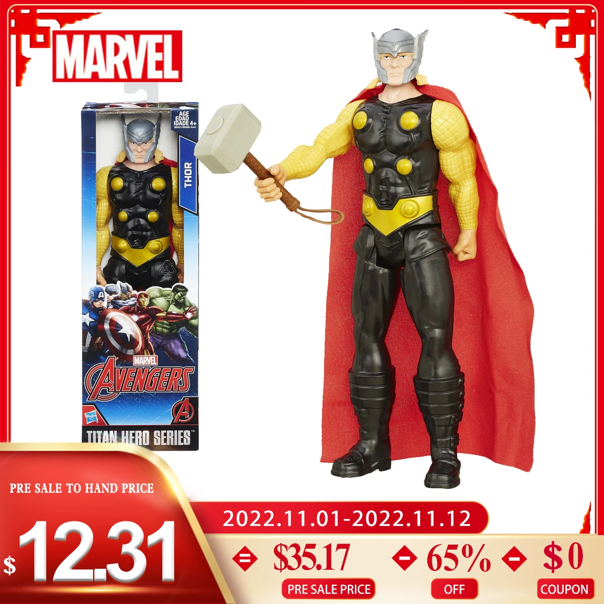Hasbro Vingadores Marvel Titan Herói da Série Thor Super-Herói de PVC de colecionador de Brinquedos para as Crianças Filhos de Aniversário, Presente de Natal E5555