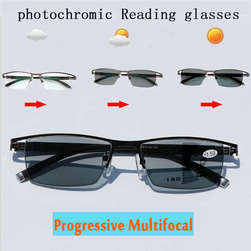 ISENGHUO Ajustável Visão Bifocal Transição Fotossensíveis Progressiva Leitura de Óculos Multifocais Óculos de Sol UV400 glasse