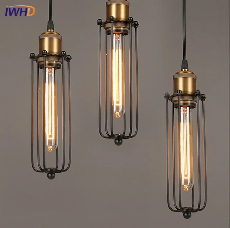 IWHD Retro Industrial luminária para o Quarto Vintage Luzes Pingente E27 Lâmpadas de Edison Lâmpada Pendurada Lâmpadas de Iluminação Home Lamparas