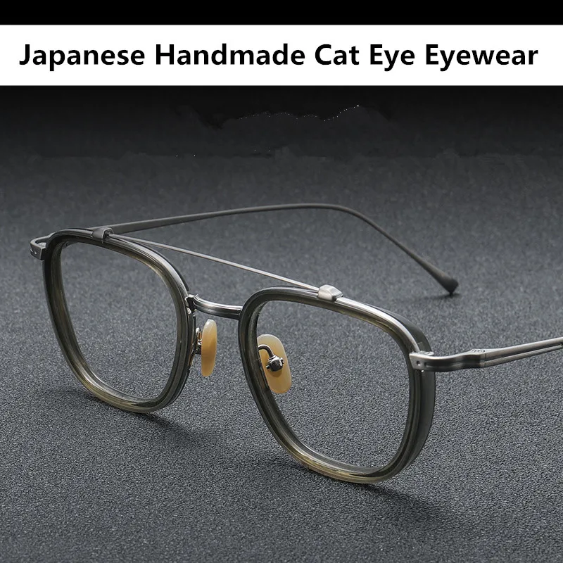 Japonês Artesanal De Titânio Óculos De Prescrição Óptica Retro Praça Óculos De Armação Homens Mulheres Miopia Leitura Óculos De Oculos