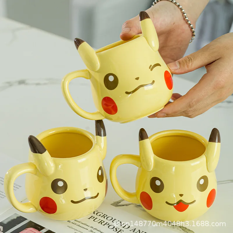 Japonês-estilo bonito de cerâmica de desenhos animados, homens e mulheres, água, copos Pikachu caneca de café, copos de alguns copos para crianças, pequeno-almoço copos